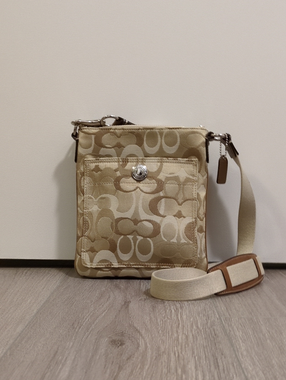 Vintage Coach Crossbody Bag In Signature Canvas